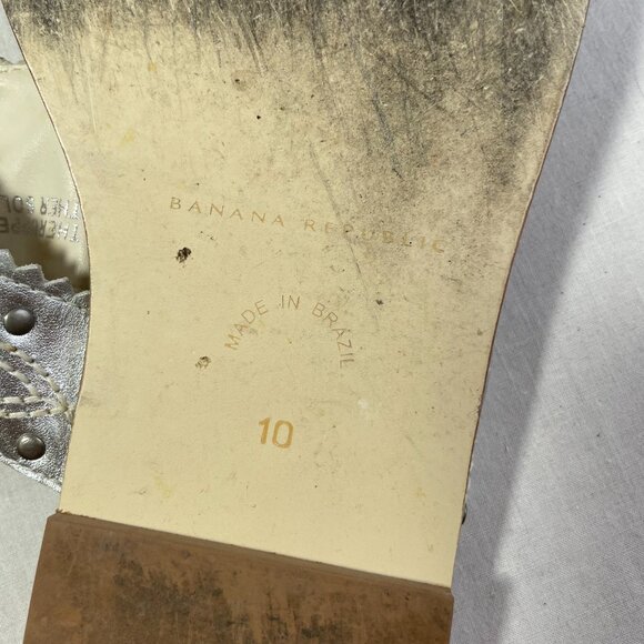 Banana Republic Western Flats Size 10 Silver Thong Toe Ring Sandals Vintage 90s - Picture 13 of 15